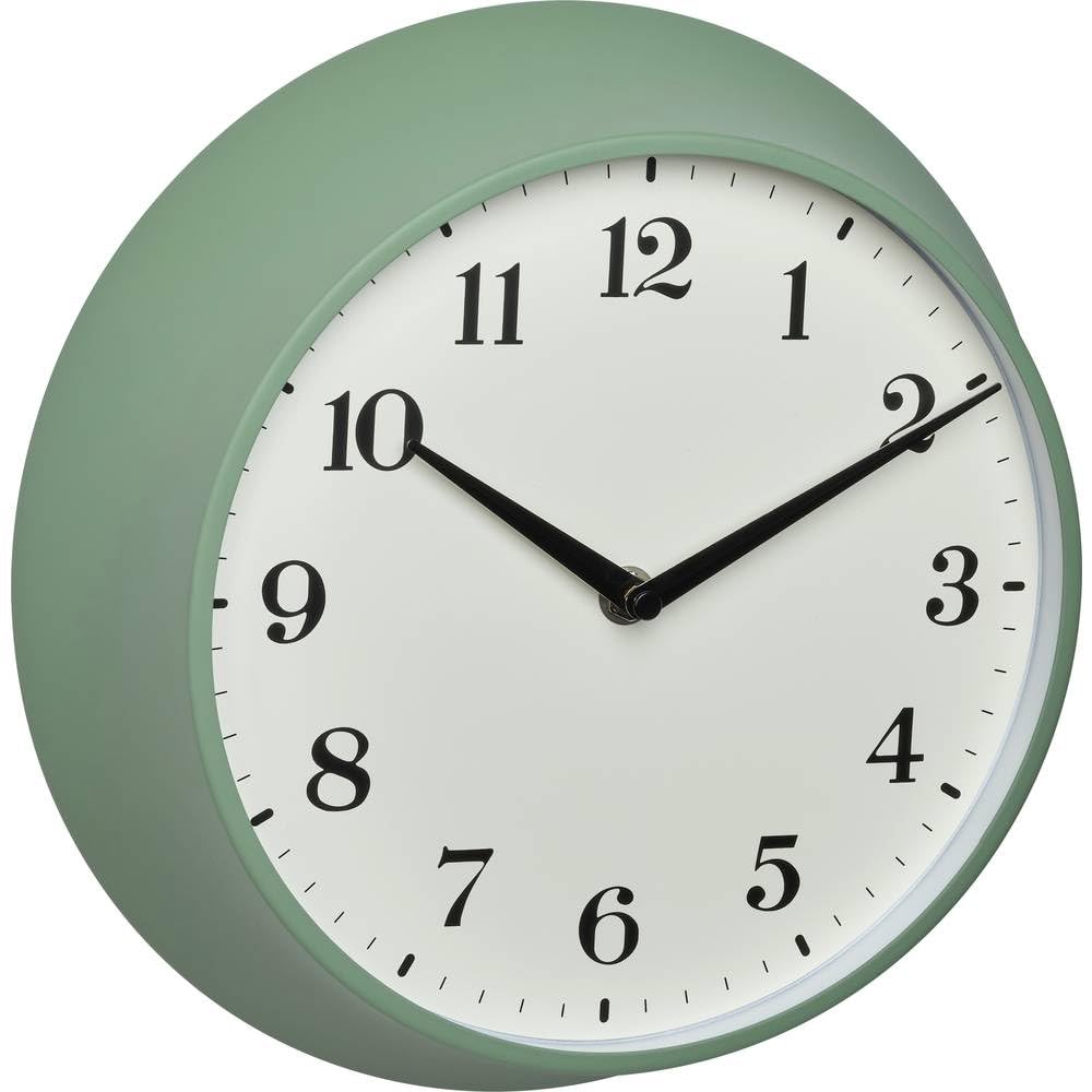 TFA Dostmann Analoge Retro Wanduhr, 60.3540.04, Funk-Wanduhr, aus Metall, grün, (l) 270 x (b) 82 x (