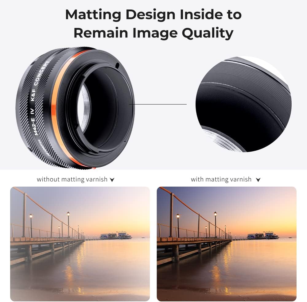 K&F Concept Lens Mount Adapter M42-NEX IV Manueller Fokus Kompatibel mit M42 Objektiv und Sony E Mou