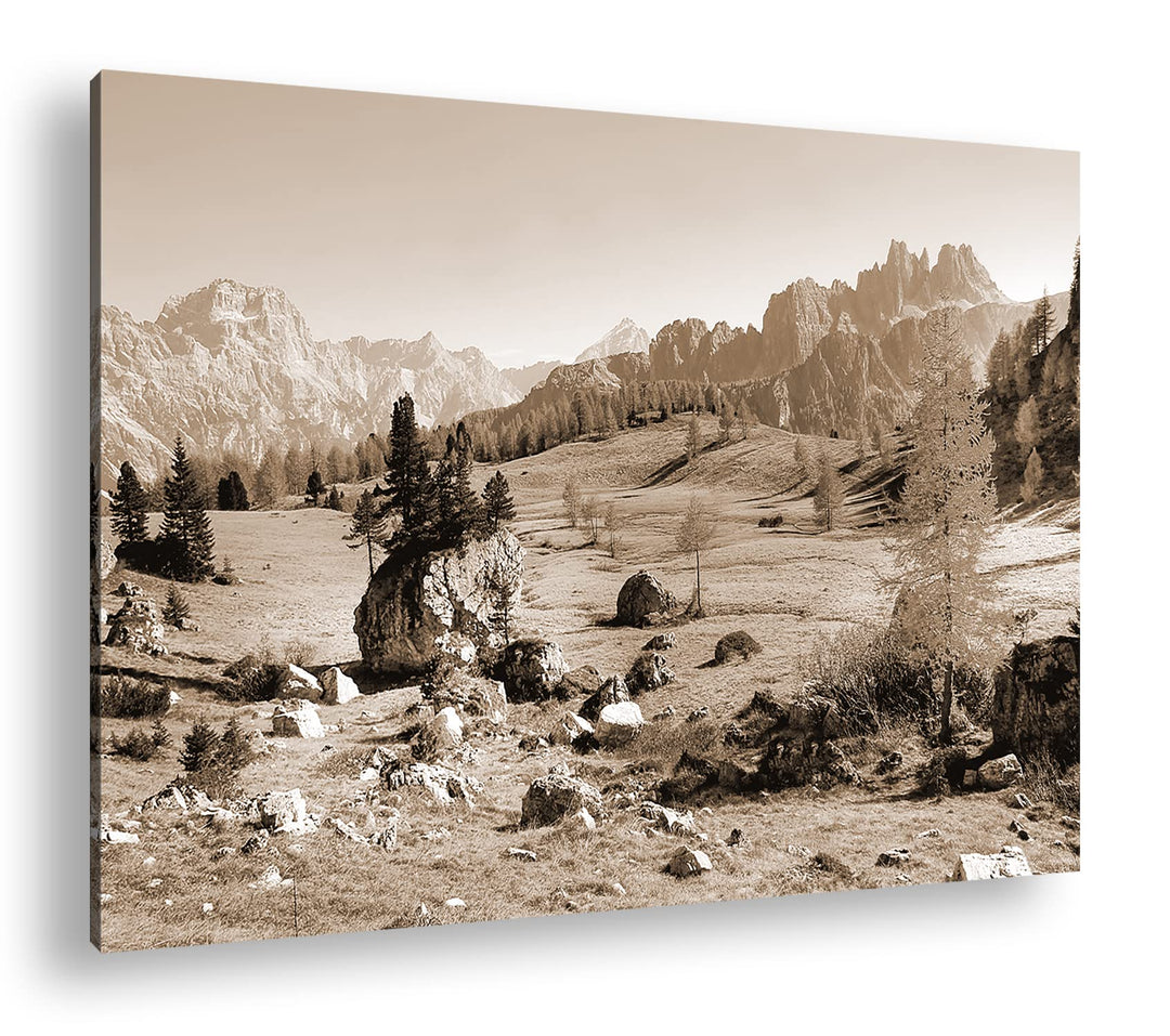 deyoli einzigartige Berglandschaft Italiens Format: 80x60 als Leinwand, Effekt: Sepia, Motiv fertig