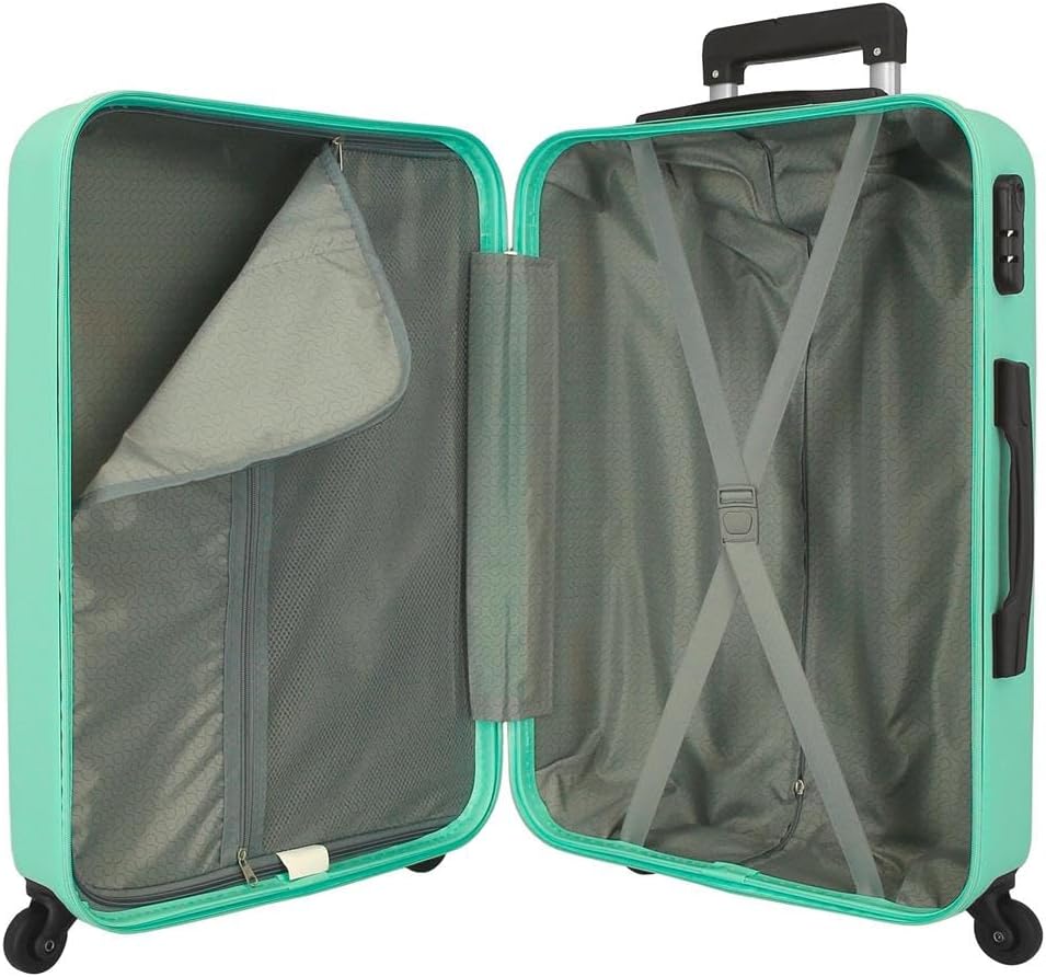 Roll Road Flex Grosser Koffer Grün 51x74x28 cms Hartschalen ABS Kombinationsschloss 91L 3,8Kgs 4 Räd