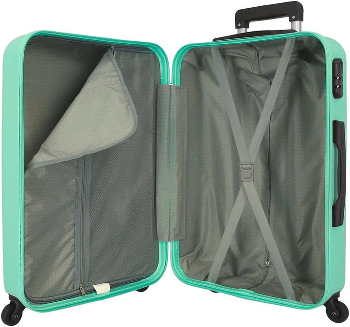Roll Road Flex Grosser Koffer Grün 51x74x28 cms Hartschalen ABS Kombinationsschloss 91L 3,8Kgs 4 Räd