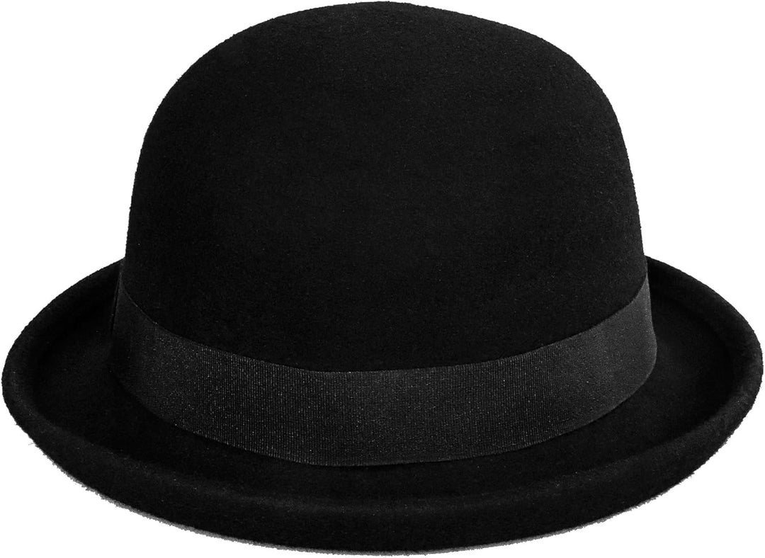 CXQRR Black Bowler Derby Hat Short Rolled Brim Fedora Hat for Men and Women M Schwarz, M Schwarz
