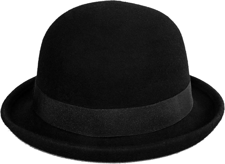 CXQRR Black Bowler Derby Hat Short Rolled Brim Fedora Hat for Men and Women M Schwarz, M Schwarz