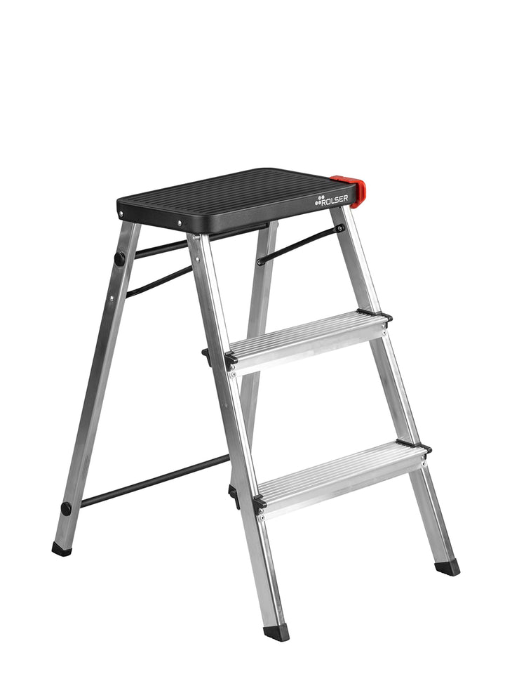 Klappbarer Tritthocker aus Aluminium Rolser M3 - Schwarz, Schwarz
