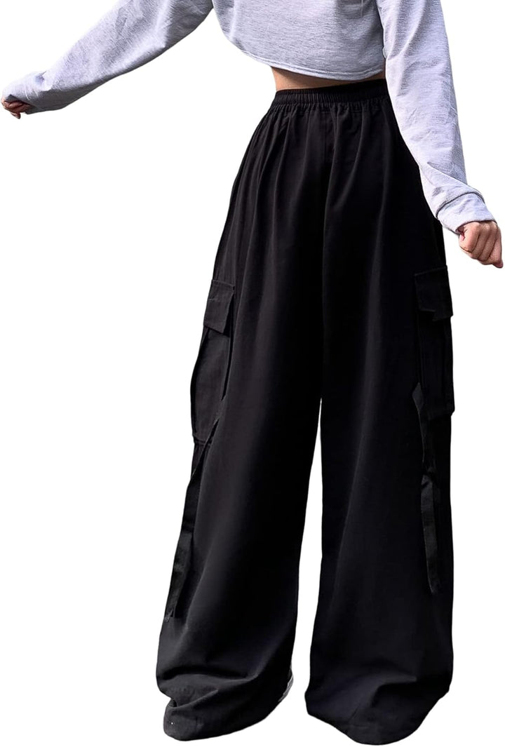 Linsennia Parachute Pants Y2k Cargohose Damen Baggy Hose Mädchen Weite Cargo Pants High Waist Street