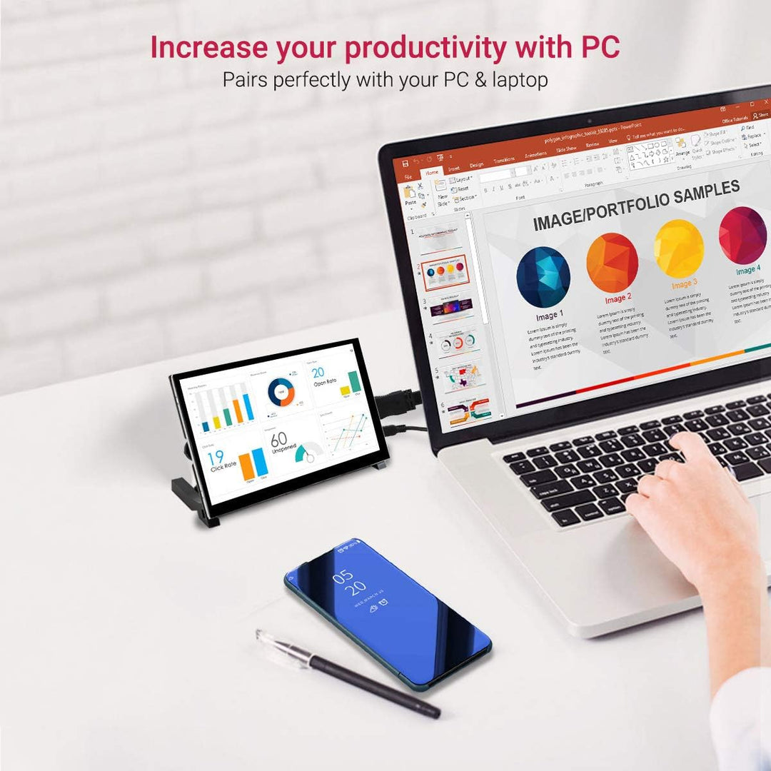 ELECROW Raspberry Pi Display, 7-Zoll 1024×600 Touchscreen Monitor Mini Bildschirm mit Propellerständ