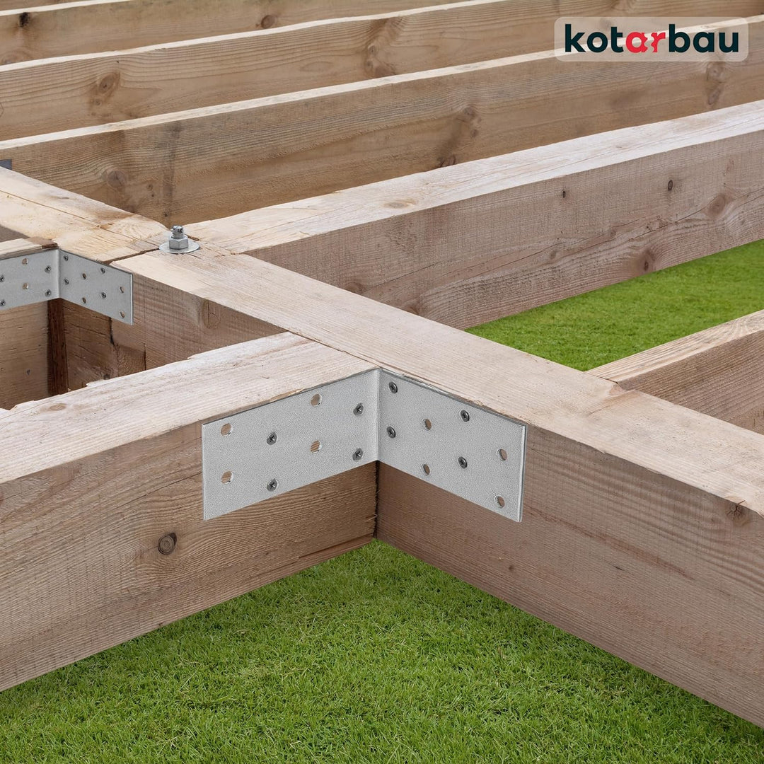 KOTARBAU 100er Set Winkelverbinder 75 x 75 x 40 mm Verzinkt Stahl Bauwinkel Montagelöcher Möbelwinke