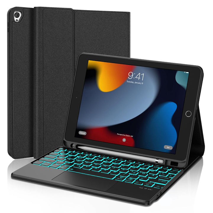 Tastatur Hülle mit Touchpad für iPad 10.2 Zoll (9/8/7 Generation) 2021/2020/2019, 7 Farben Beleuchtu