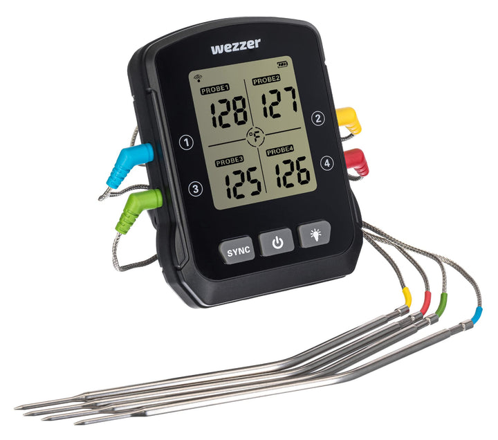 Levenhuk Wezzer Cook MT90 Kochtemperaturgerät mit 4 Thermosonden an Flexiblen Kabeln und Erweiterten