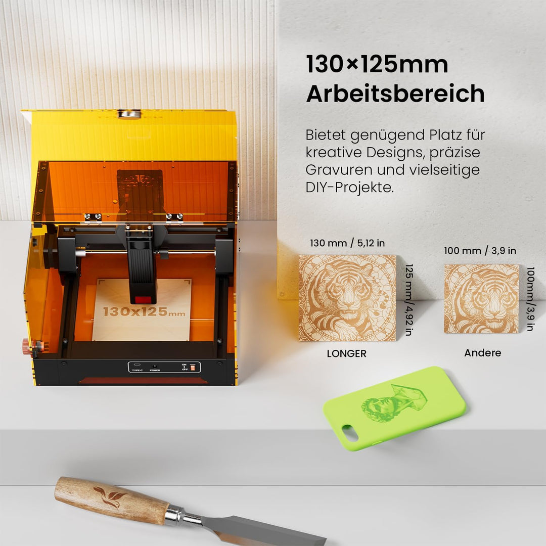 LONGER Ray5 miniS Lasergravierer mit Acryl-Schutzhaube, Laserklasse 1, unterstützt Offline-Gravur; i