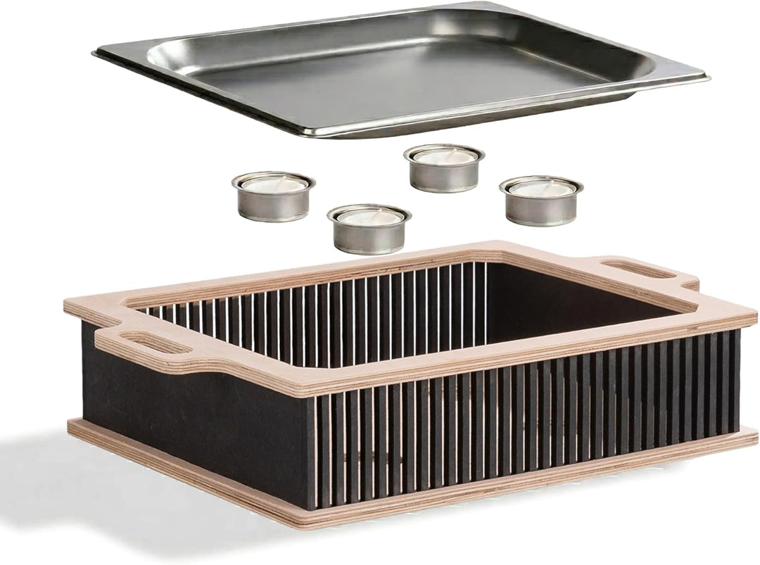 INEXTERIOR Hotty Legacy – Warmhalteplatte fürs Grillen - Grillgut Stövchen mit BBQ-Design – Speisenw