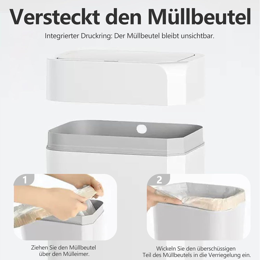 Automatischer Mülleimer 12L mit Sensor - Elektrischer Mülleimer mit Deckel für Küche, Bad, WC - Wass