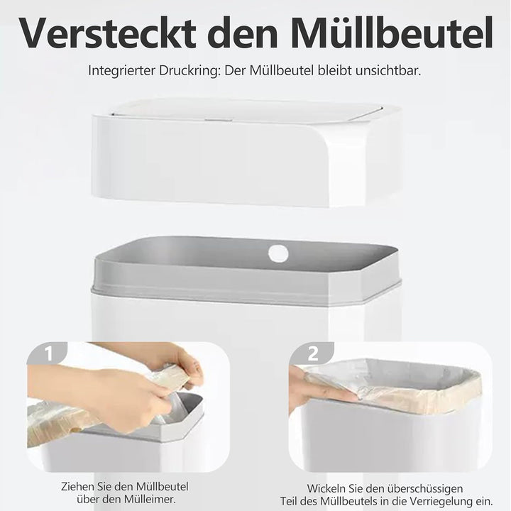 Automatischer Mülleimer 12L mit Sensor - Elektrischer Mülleimer mit Deckel für Küche, Bad, WC - Wass