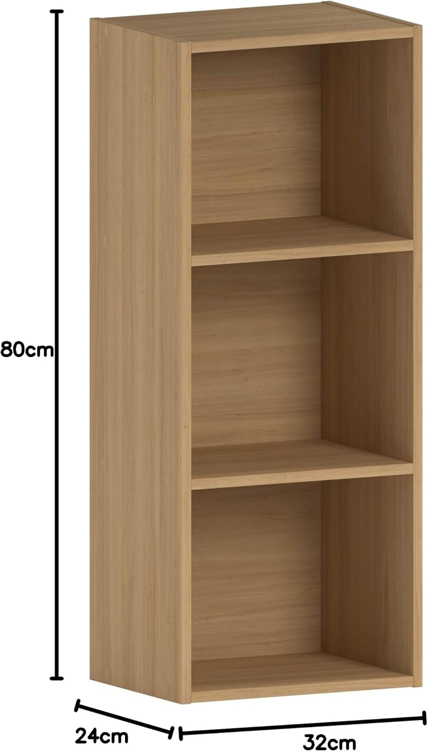 Vida Designs Oxford Bücherregal mit 3 Ebenen, würfelförmig, Eiche, Holz-Regaleinheit für Büro, Wohnz