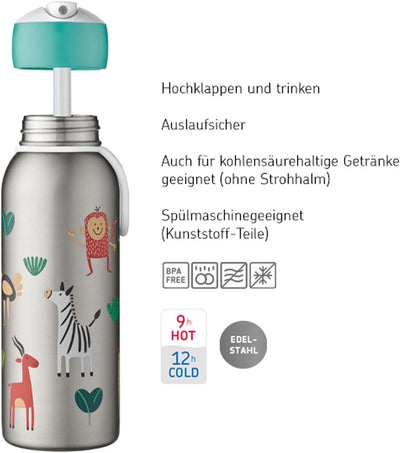 Mepal – Thermoflasche Flip-up Campus – 350 ml – Türkis– hält Getränke lange kalt oder warm – Edelsta