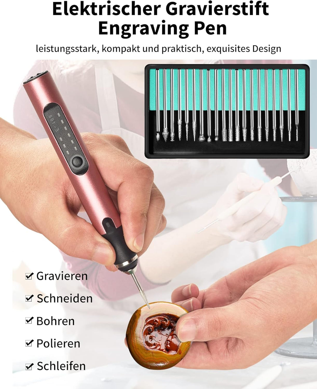 Elektrische Gravierstift Multifunktionaler Gravierwerkzeugsatz, ZITFRI Mini Graviergerät mit Gravurz