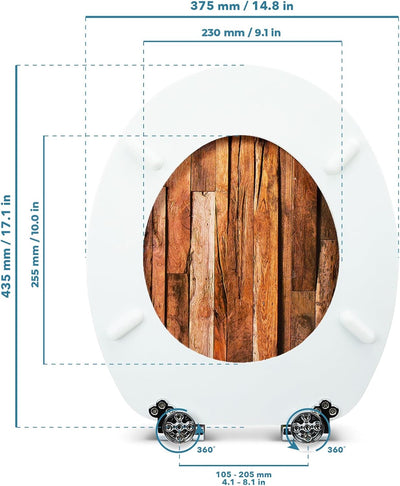 SANFINO® Premium WC Sitz mit Absenkautomatik – hochwertige Toilettendeckel aus Holz, viele Bunte Mot