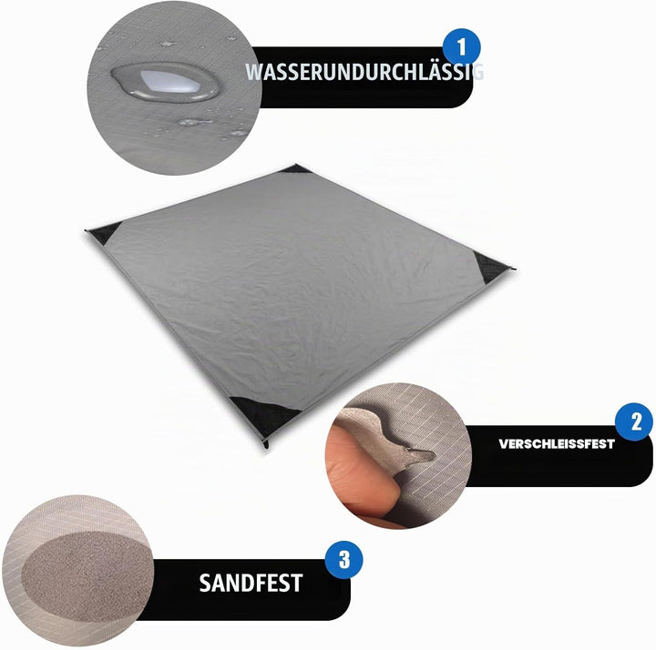 Picknickdecke 200x210cm,Ultraleicht Tragbare Stranddecke,4 Befestigung Ecken Sandabweisende Camingde