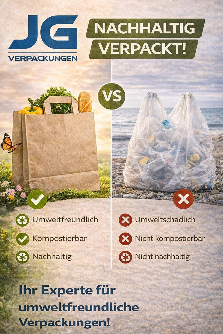 250 Papiertüten Braun mit Henkel 22+10x36cm – Papiertragetaschen und Papiertaschen mit Henkel aus st