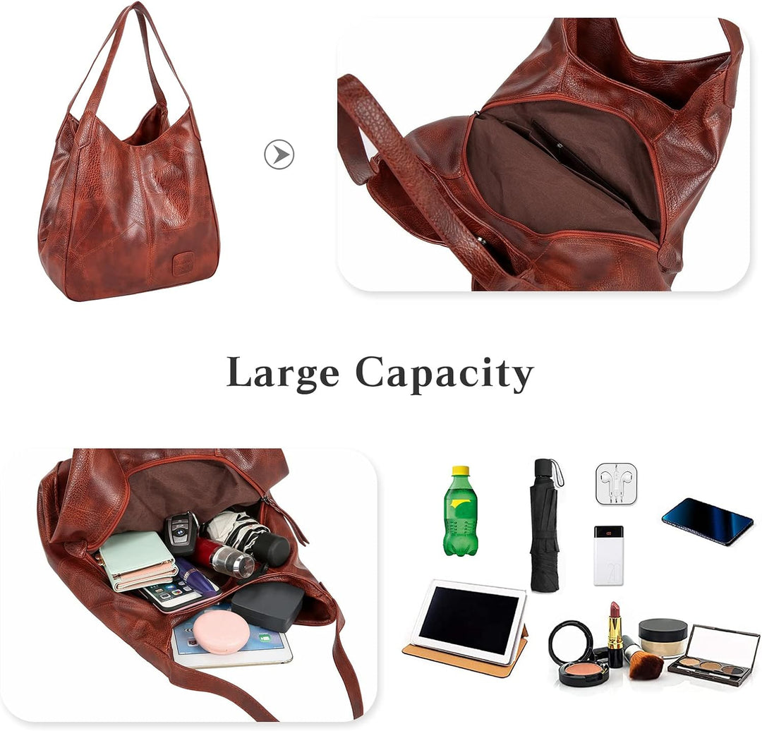 FANDARE Mode Damen-Henkeltaschen Wasserdicht Umhängetaschen Schultertaschen Handtasche PU-Leder Eime