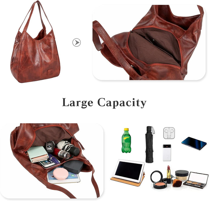 FANDARE Mode Damen-Henkeltaschen Wasserdicht Umhängetaschen Schultertaschen Handtasche PU-Leder Eime