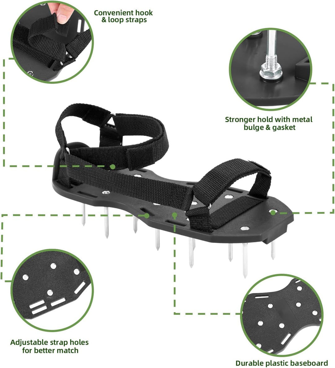 Ohuhu Rasenlüfter Schuhe Nagelschuhe mit Schaufel Kostenlose Installation, Rasenbelüfter Aerifiziere