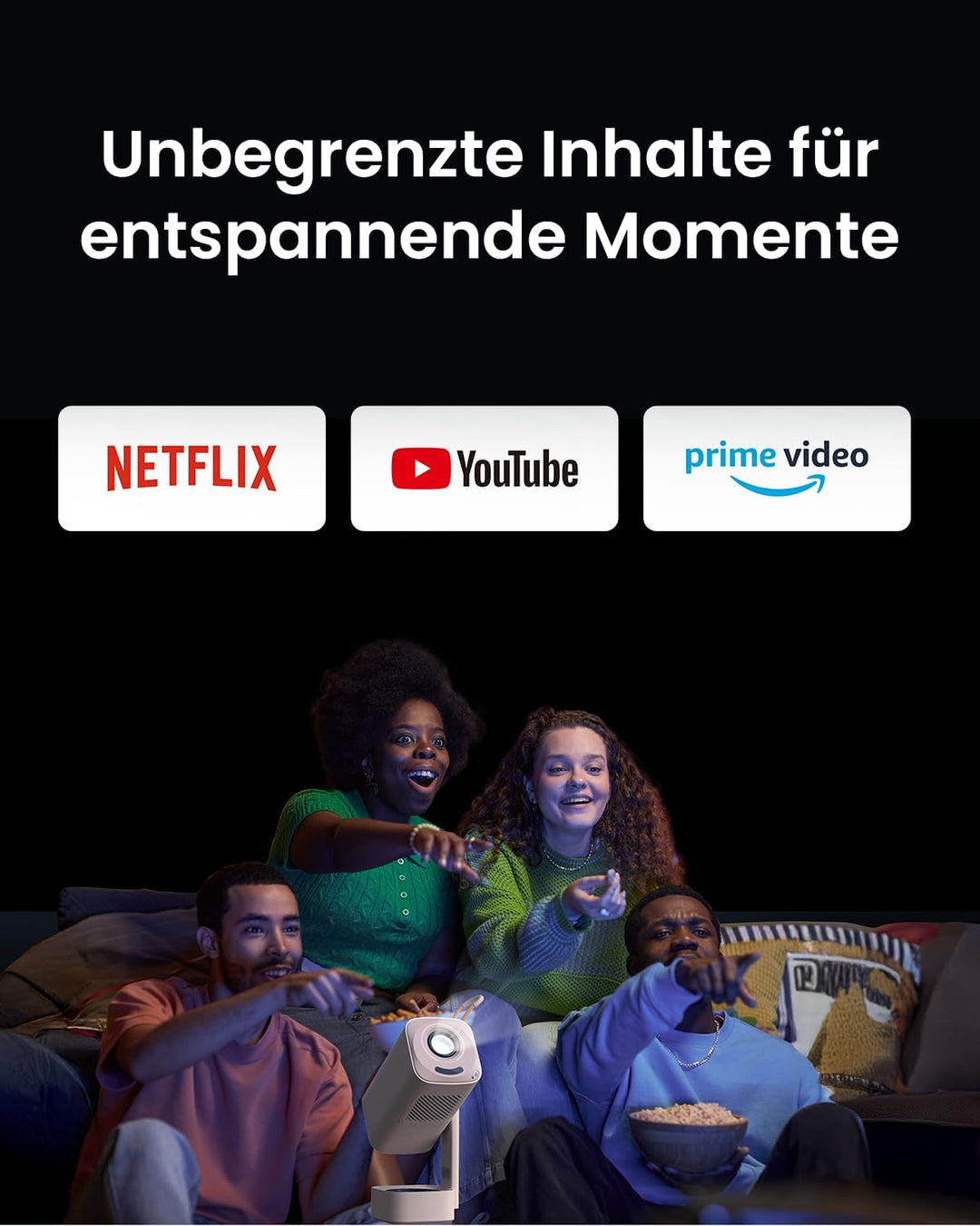 Mini Beamer【Dolby Audio & Turbo Sonic Bass】Yaber T1 Pro Smart Beamer Full HD 1080P mit HDR 10, WIFI6