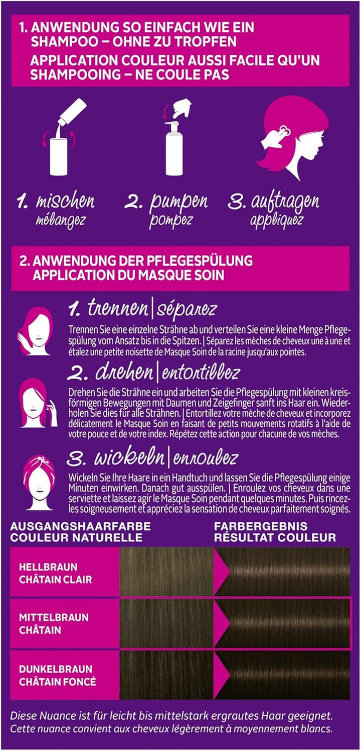 SCHWARZKOPF PERFECT MOUSSE Permanente Schaumcoloration 450 Warmes Braun Stufe 3, 3er Pack (3 x 92,5