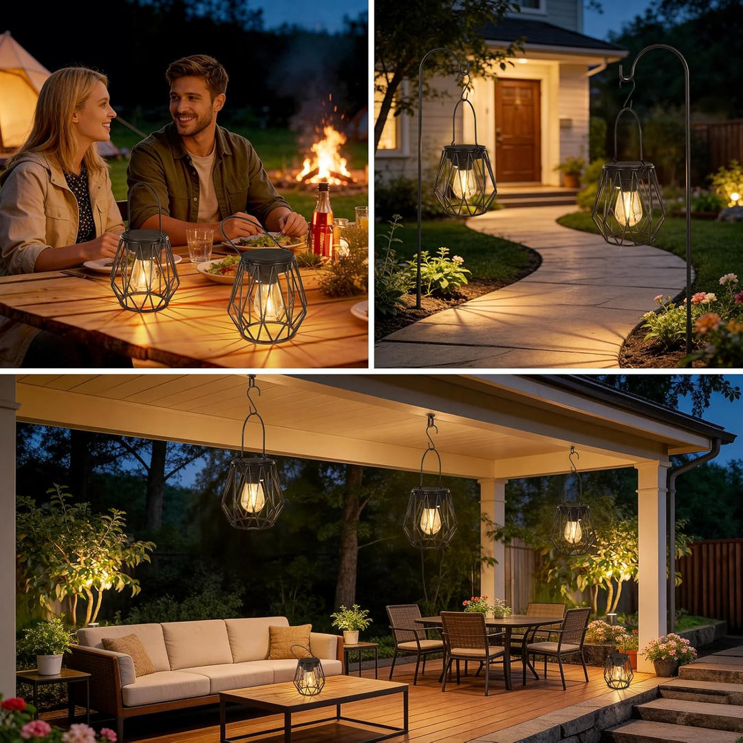 Kimjo Solarlaterne für Aussen, Solarlampen für Aussen Garten Hängend/Stehend, IP65 Wasserdicht Solar