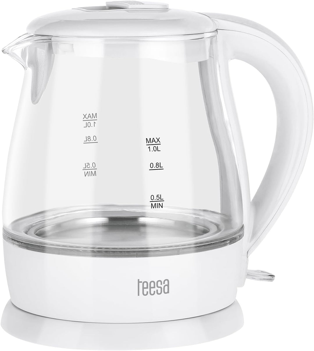 TEESA Kabelloser elektrischer Wasserkocher 1L, TSA1030B, weiss