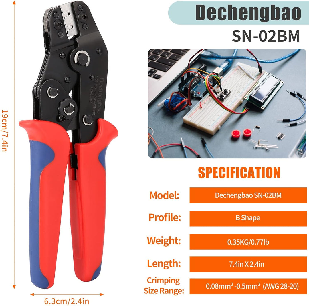 Crimpwerkzeug-Set, Dechengbao Dupont Ratschen-Crimpzangen-Set mit 1550 Stück 2,54 mm Anschlüssen und