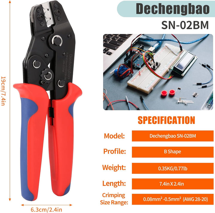 Crimpwerkzeug-Set, Dechengbao Dupont Ratschen-Crimpzangen-Set mit 1550 Stück 2,54 mm Anschlüssen und