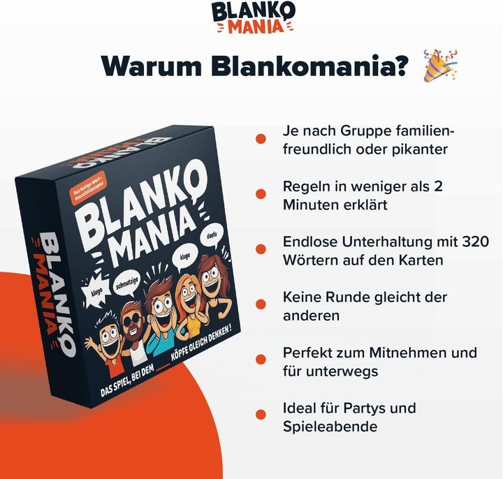Blankomania – Wer Denkt wie du? | Das Lückentext-Partyspiel für 3-10 Erwachsene und Leute mit schwar