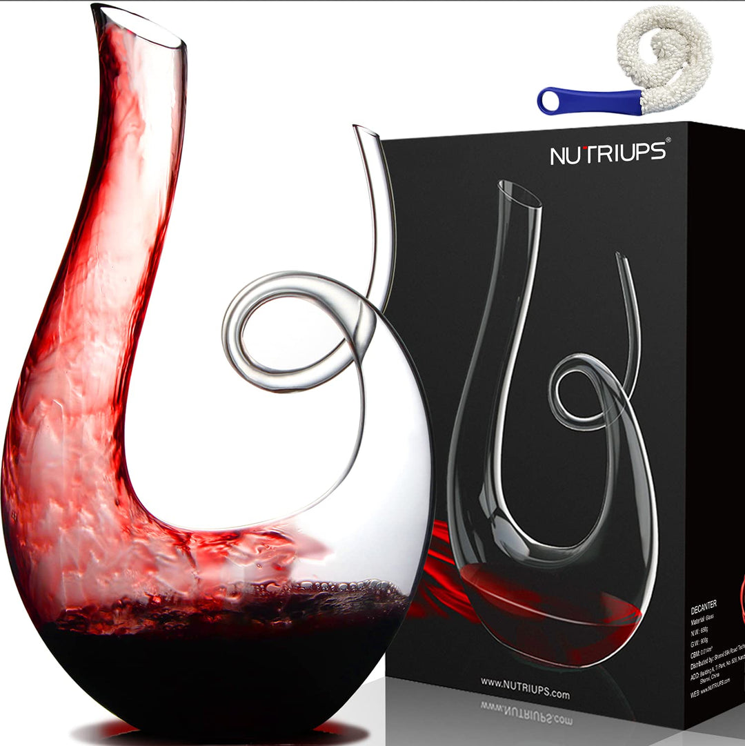 NUTRIUPS Weinkaraffe, Rotweinkaraffe, 1,2L Bleifreie Kristallweinkaraffe, Rotwein Dekantierer, Dekan