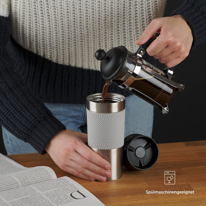 Blumtal Thermobecher 350 ml - Kaffeebecher to go aus Edelstahl - auslaufsicherer Isolierbecher kalt/