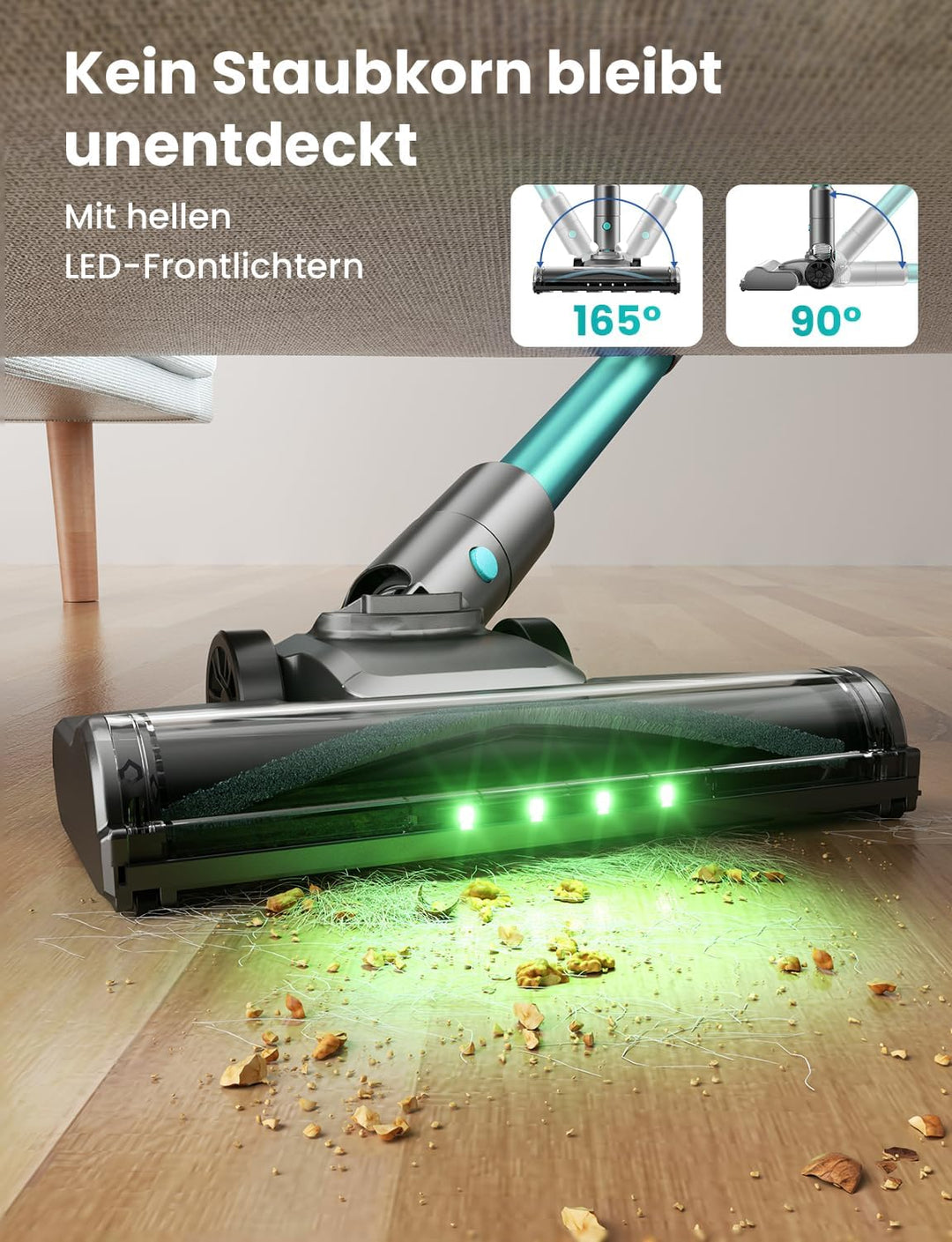 Dzaki 45000Pa Akku Staubsauger, Staubsauger Kabellos mit Smart Display, Standfunktion, Langer Laufze