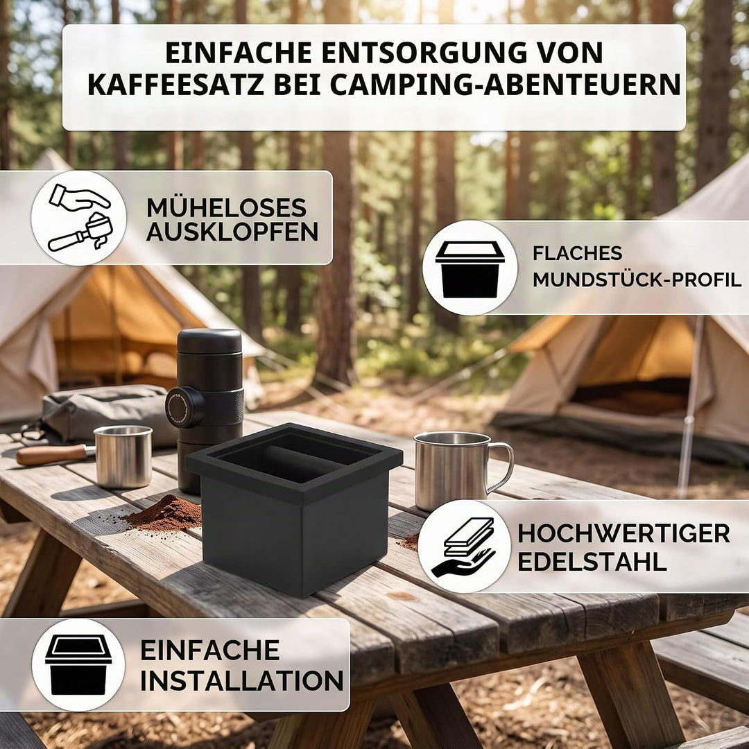 Kaffee-Klopfbox, Edelstahl-Klopf-Satzbox Eingebettete Satzbox Kaffeegeräte Kleiner Kaffeesatzeimer m