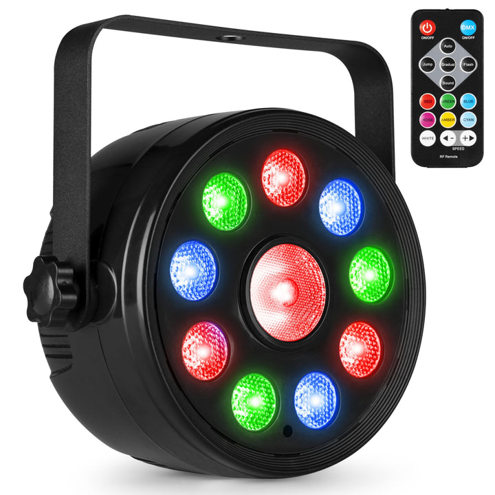 Fuzzix PLF15 - Partylicht Effektstrahler mit Fernbedienung, 24 Watt RGB Strahler, Lichtorgel Musikge