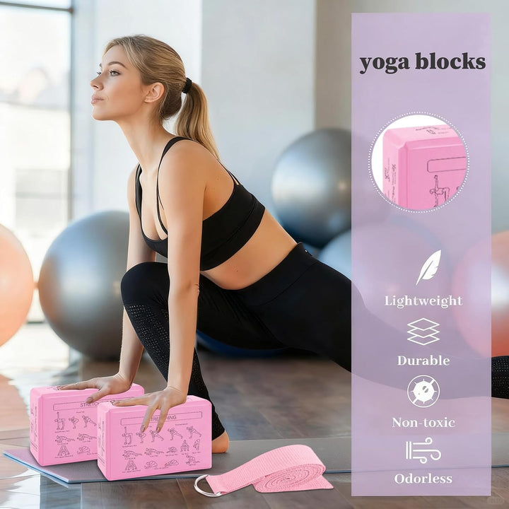 Schaumstoff-Yoga-Blöcke – Set mit hoher Dichte, leichte, weiche und rutschfeste Stützblöcke, verbess