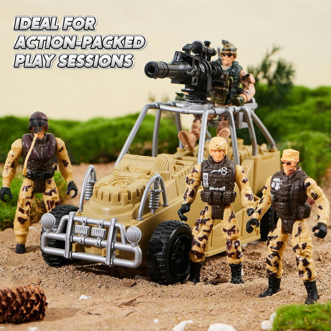 JOYIN Militärstützpunkt Spielzeug Set einschliesslich Militärstützpunkt, Militärfahrzeuge,Actionfigu
