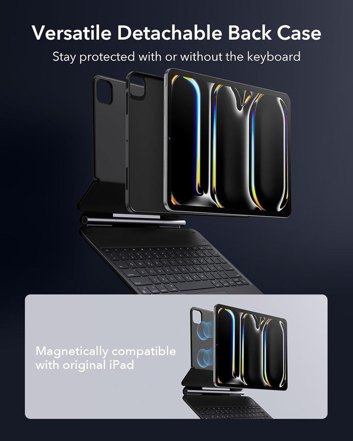ESR iPad Pro 13 Zoll (M4, 2024) Hülle mit Tastatur, Tastaturhülle mit Einzustellendem Magnetständer,