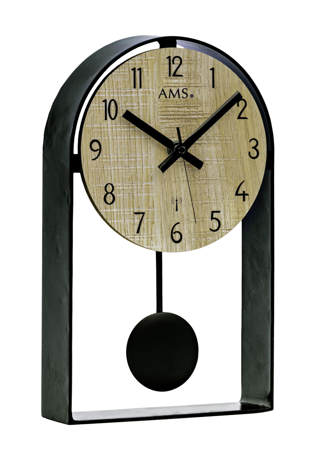 AMS Tischuhr 5189 - Funkpendeltischuhr, Metallgehäuse lackiert, 21x15cm, Wohnzimmeruhr, arabische Zi