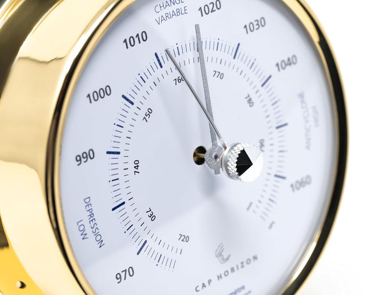 CP085B400LT Barometer, Glas, Messing-Gehäuse poliert | Druckmessgerät, Messbereich 970-1060 hPa und