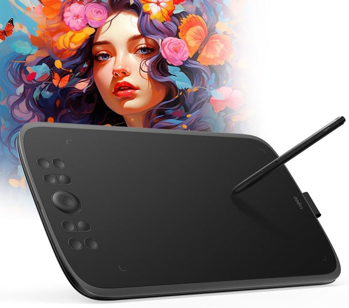 ugee M908 10x6,25 Zoll grosses Zeichentablett,Grafiktablett für PC mit Scrollrad und 8 Shortcut-Tast