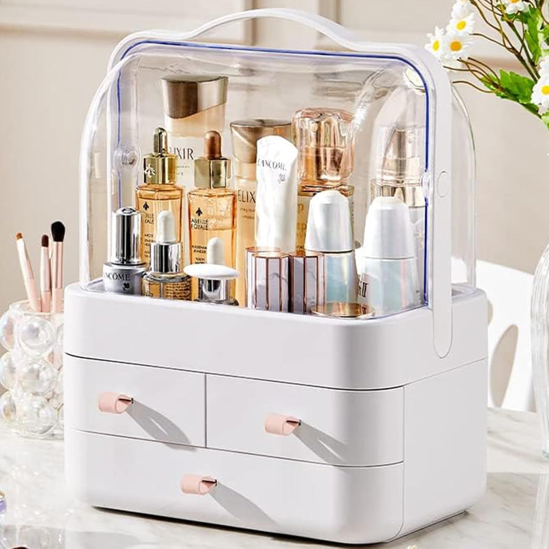 RMAN Make Up Kosmetik Organizer, Beauty Organizer 180° Drehung mit Deckel Staubdicht Kosmetische Auf