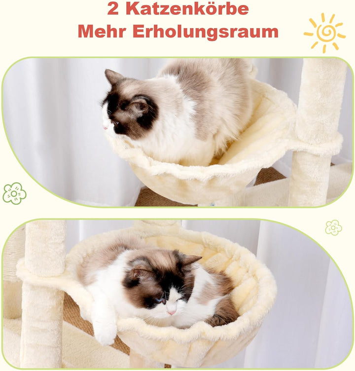 Hey-brother Kratzbaum, Katzenbaum für Grosskatze und Maine-Coon-Katzen, mehrstöckiger Stabil Katzenk