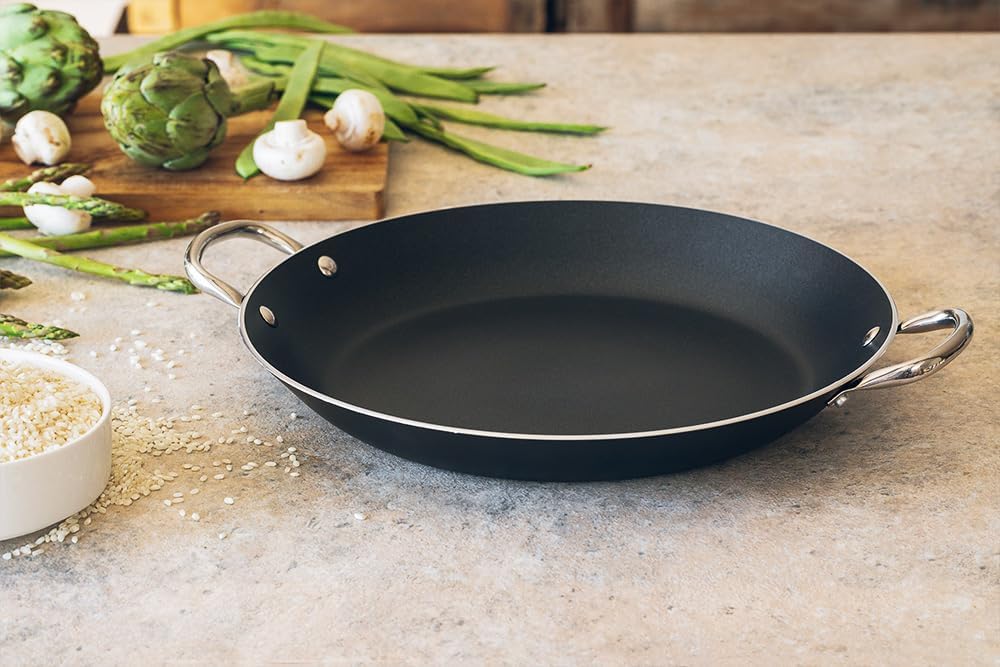 Monix Resistent Plus - Paella-Pfanne aus Aluminium mit Antihaftbeschichtung, 38 cm, geeignet für all