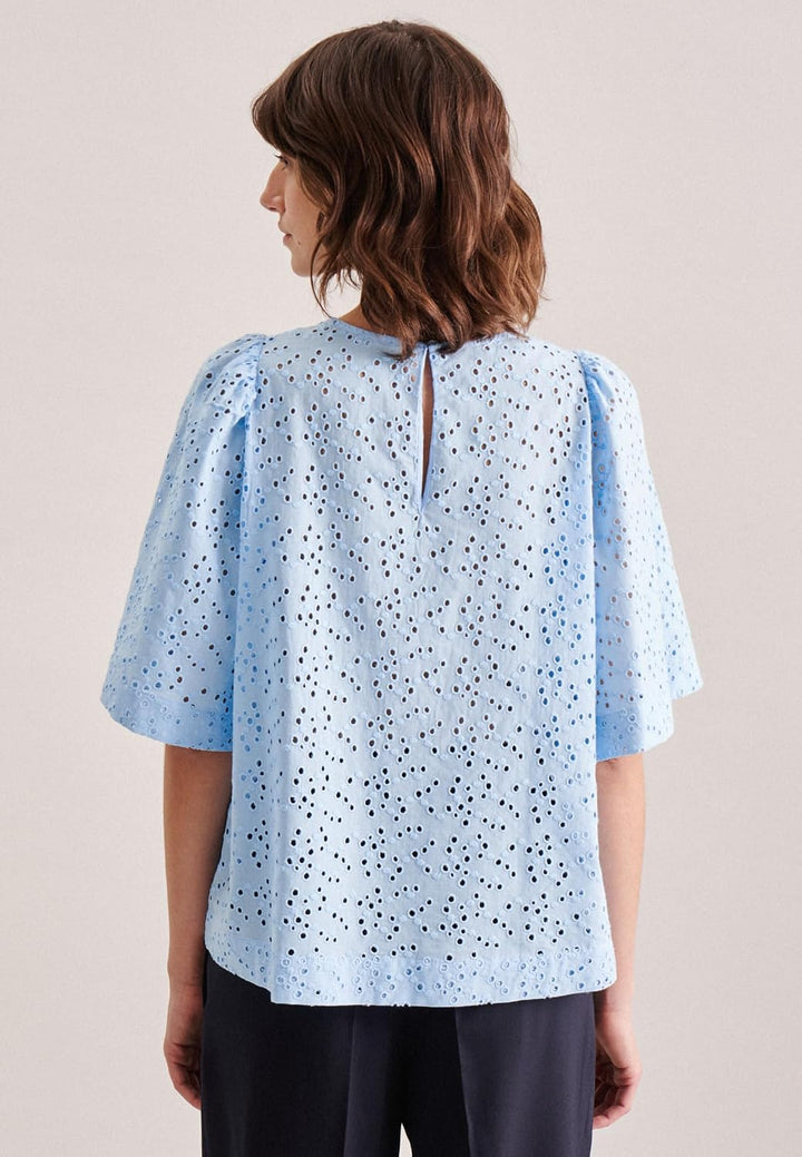 Seidensticker Damen Regular Fit Kurzarm Bluse Bluse 36 Blau, 36 Blau