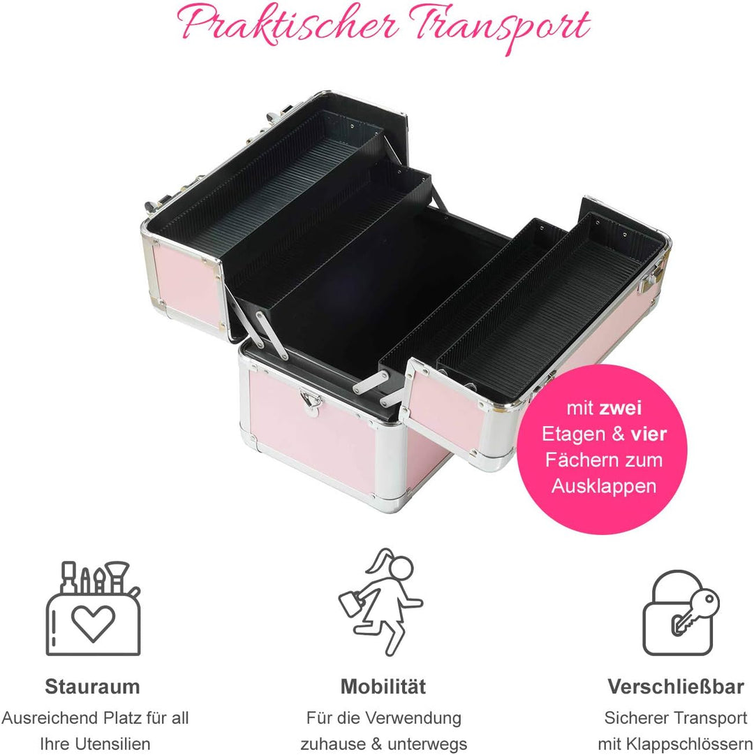 N&BF Kosmetikkoffer Rosa Klein | Schminkkoffer Abschliessbar Leer, Rosa