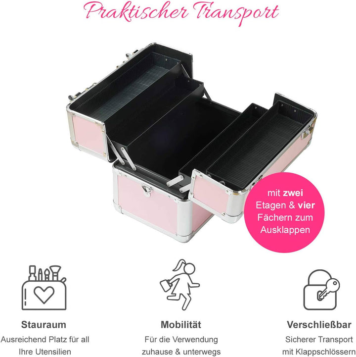 N&BF Kosmetikkoffer Rosa Klein | Schminkkoffer Abschliessbar Leer, Rosa